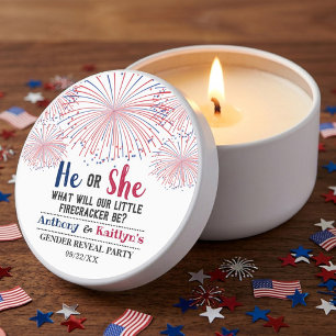 Firecracker 4th Of July Gender Reveal Party Mini Candle Favors
