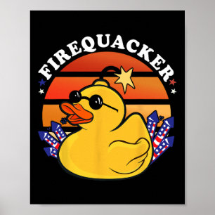 Firecracker Duck 4th Of July Patriotic Day Usa Fla Poster