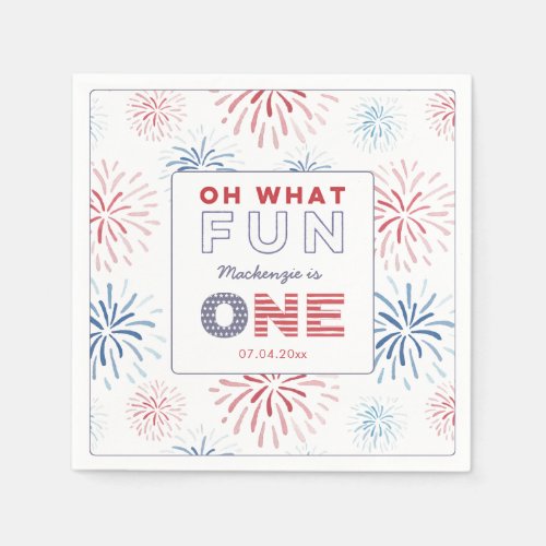 Firecracker Fun To Be One 1st Birthday Party Napkins