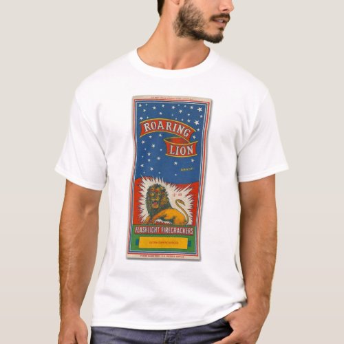 Firecracker Label Roaring Lion Brand Vintage T_Shirt