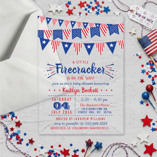Firecracker On The Way! 4th Of July Baby Shower Acrylic Invitations