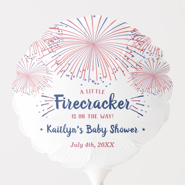 Firecracker On The Way! 4th Of July Baby Shower Balloon (Front)