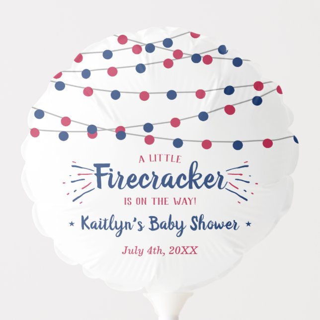 Firecracker On The Way! 4th Of July Baby Shower Balloon (Front)