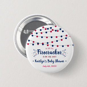 Firecracker On The Way! 4th Of July Baby Shower Button