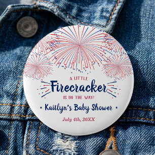 Firecracker On The Way! 4th Of July Baby Shower Button
