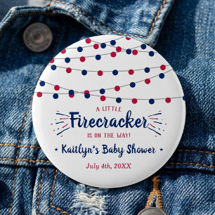Firecracker On The Way! 4th Of July Baby Shower Button