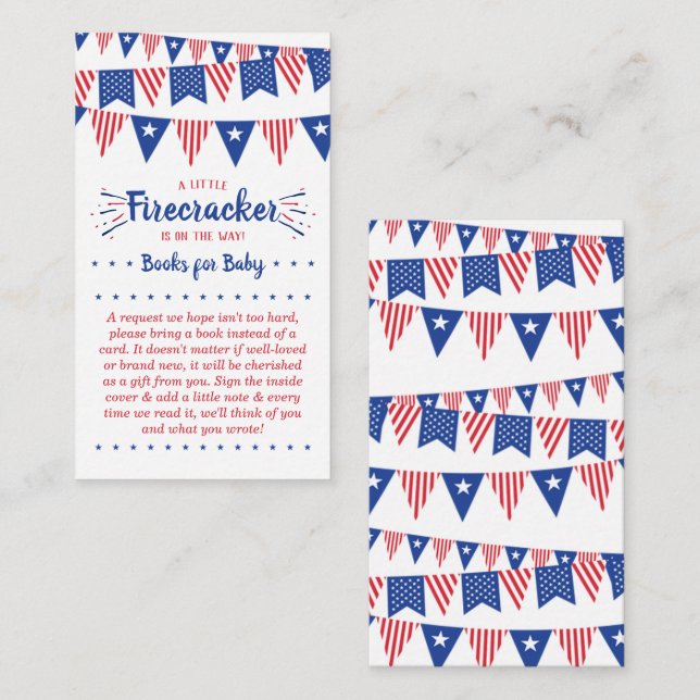 Firecracker On The Way! 4th Of July Baby Shower Enclosure Card (Front/Back)