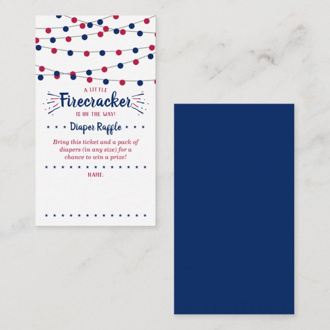 Firecracker On The Way! 4th Of July Baby Shower Enclosure Card (Front/Back)