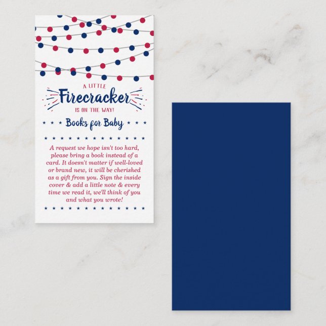 Firecracker On The Way! 4th Of July Baby Shower Enclosure Card (Front/Back)