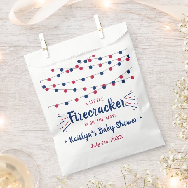 Firecracker On The Way! 4th Of July Baby Shower Favor Bag (Clipped)