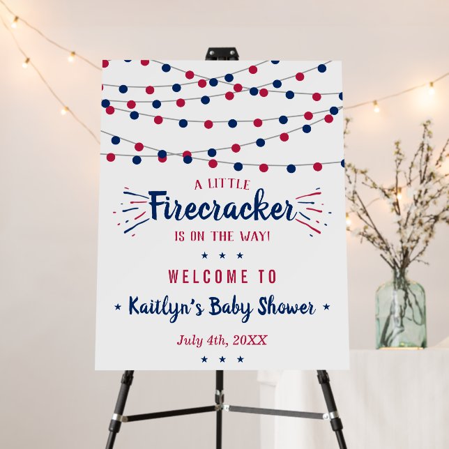 Firecracker On The Way! 4th Of July Baby Shower Foam Board (In Situ (Stand))