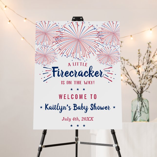 Firecracker On The Way! 4th Of July Baby Shower Foam Board (In Situ (Stand))
