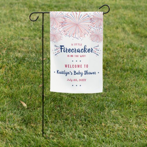 Firecracker On The Way 4th Of July Baby Shower Garden Flag