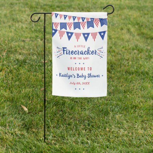 Firecracker On The Way 4th Of July Baby Shower Garden Flag