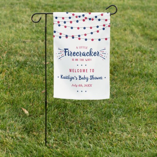 Firecracker On The Way 4th Of July Baby Shower Garden Flag