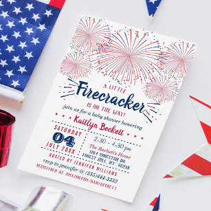 Firecracker On The Way! 4th Of July Baby Shower Invitation