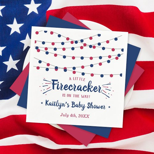 Firecracker On The Way 4th Of July Baby Shower Napkins