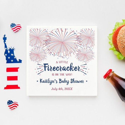 Firecracker On The Way 4th Of July Baby Shower Napkins