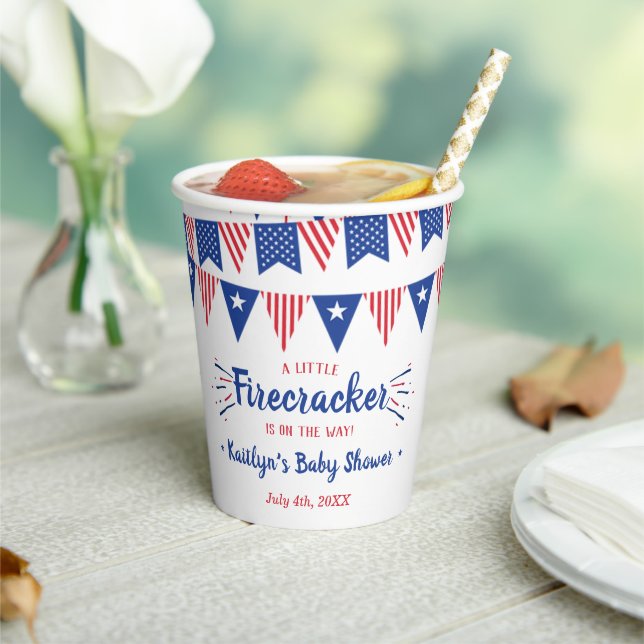 Firecracker On The Way! 4th Of July Baby Shower Paper Cups (Insitu)