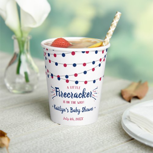 Firecracker On The Way 4th Of July Baby Shower Paper Cups