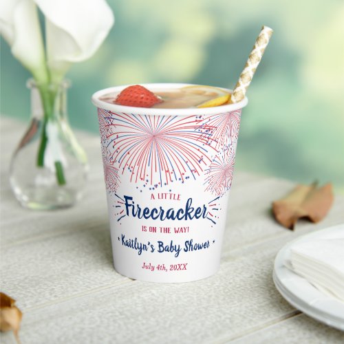 Firecracker On The Way 4th Of July Baby Shower Paper Cups