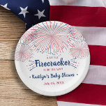 Firecracker On The Way! 4th Of July Baby Shower Paper Plates<br><div class="desc">Celebrate in style with these trendy baby shower paper plates. The design is easy to personalize with your own wording and your family and friends will be thrilled when they see these fabulous party plates.</div>