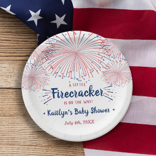 Firecracker On The Way! 4th Of July Baby Shower Paper Plates