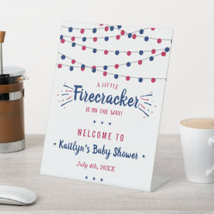 Firecracker On The Way! 4th Of July Baby Shower Pedestal Sign