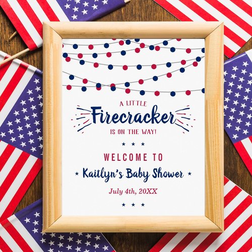 Firecracker On The Way 4th Of July Baby Shower Poster