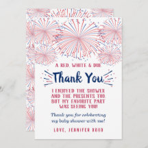 Pink BBQ Bunting Party Thank You Cards 