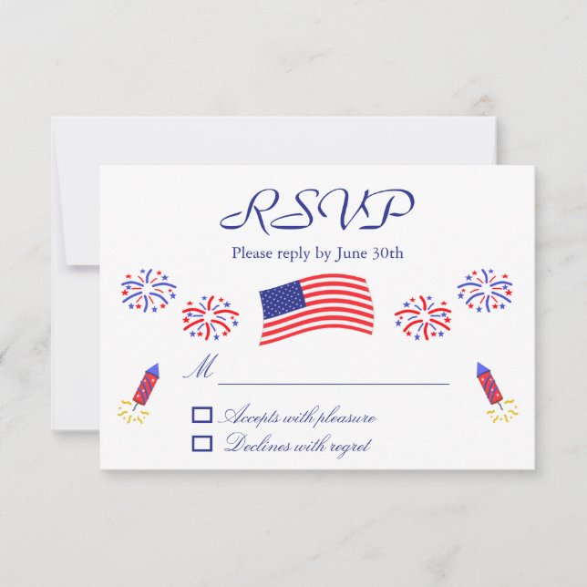 Firecracker Patriotic Baby Shower RSVP Card (Front)