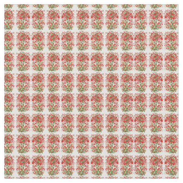 firecracker plant print fabric (Close Up)
