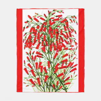 firecracker plant print fleece blanket