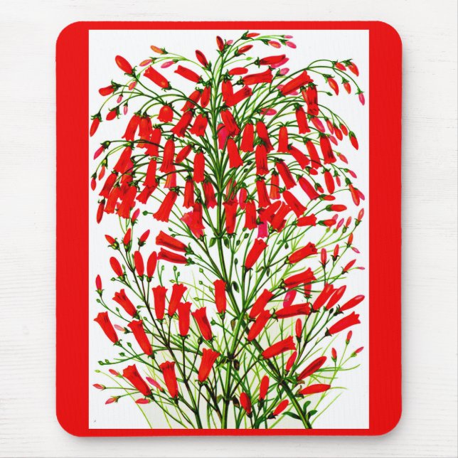firecracker plant print mouse pad (Front)