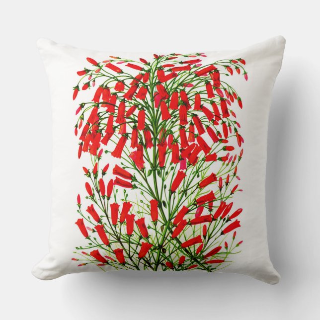 firecracker plant print throw pillow (Front)