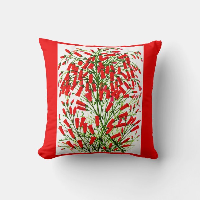 firecracker plant print throw pillow (Front)