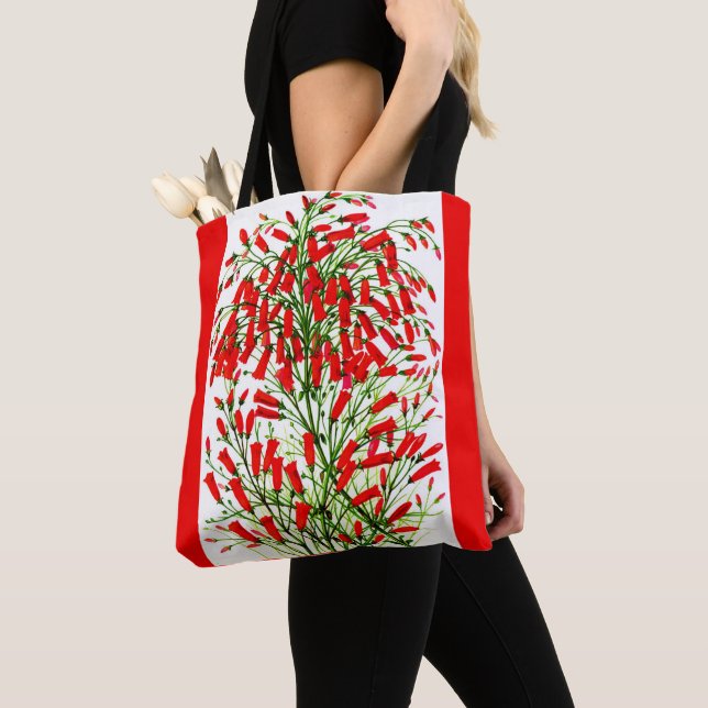 firecracker plant print tote bag (Close Up)