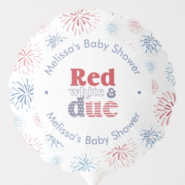 Firecracker Red White Blue Baby Shower Party Balloon (Front)