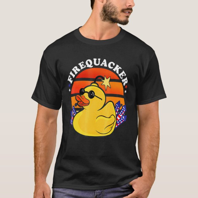 Firecracker Rubber Duck 4th Of July Patriotic Fire T-Shirt (Front)
