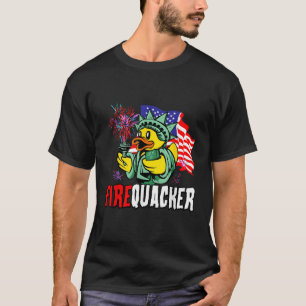 Firecracker USA Flag Funny Firequacker Duck 4th Of T-Shirt