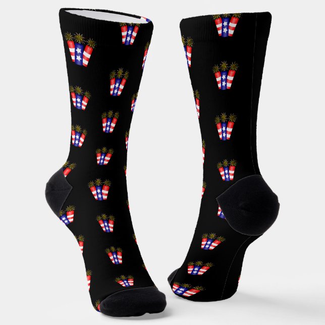 Firecrackers 4th of July Celebration Socks (Angled)