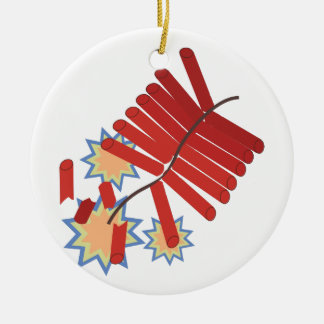 Firecrackers Ceramic Ornament