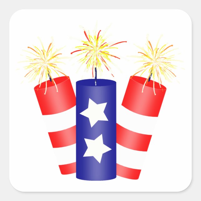 Firecrackers for the 4th of July Square Sticker (Front)