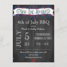 Firecrackers & Stars 4th of July Party Invitation