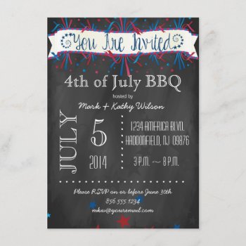 Firecrackers & Stars 4th Of July Party Invitation by PetitePaperie at Zazzle