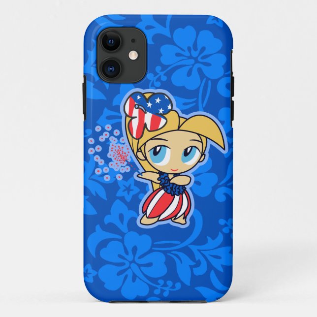 Firecraker Hula Girl Patriotic iPhone 5 Case (Back)