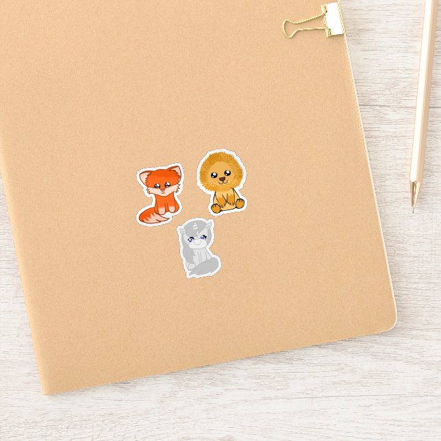 Firefight Fox, Liam Lion, Plain Little Unicorn Sticker (Notebook)