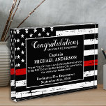 Firefight Retirement Personalized Thin Red Line  Acrylic Award<br><div class="desc">Celebrate and show your appreciation to an outstanding Firefighter with this Thin Red Line Award - American flag design in Firefighter Flag colors , distressed design. Personalize this firefighter retirement award with firefighter name, text with fire department name and community, and date of retirement. Perfect of firemen retirement awards, firefighter...</div>