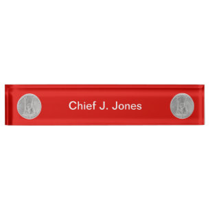Firefighter 2 Bugle Silver Captain Medallion Name Plate