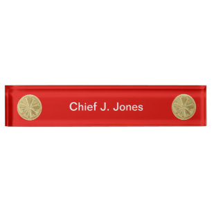 Firefighter 4 Bugle Gold Medallion Name Plate